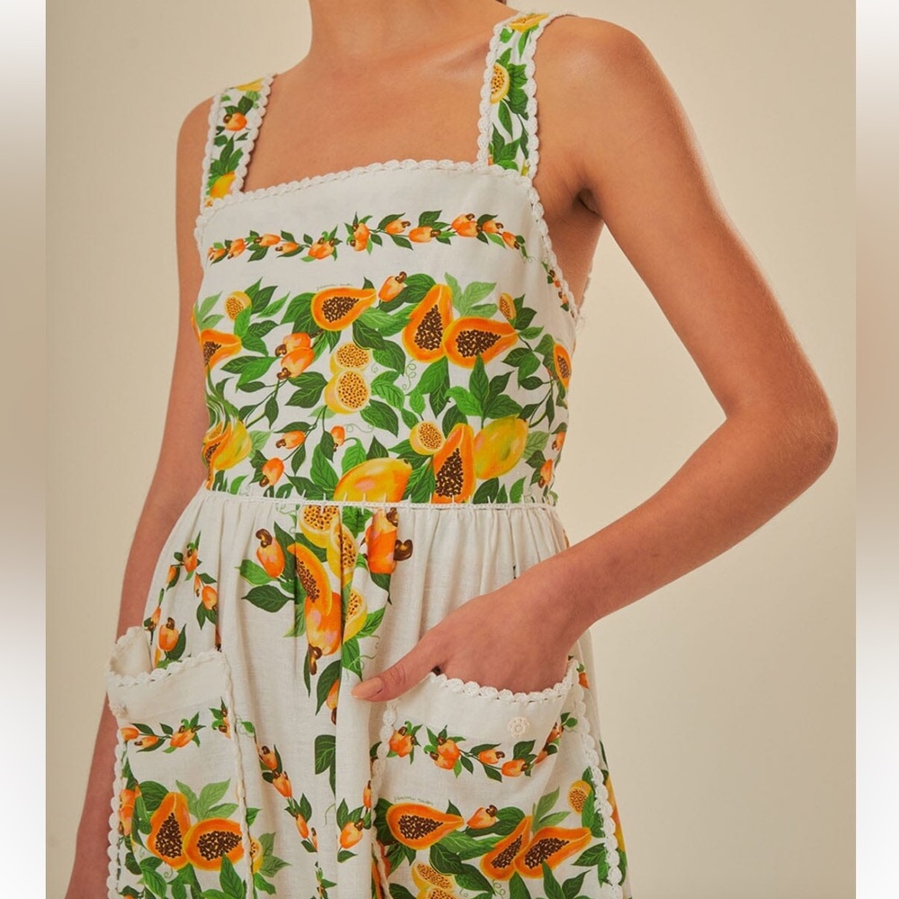 NWT FARM Rio Papaya Salad Scarf Off-White Knit Maxi Dress. Size XS - Picture 3 of 16